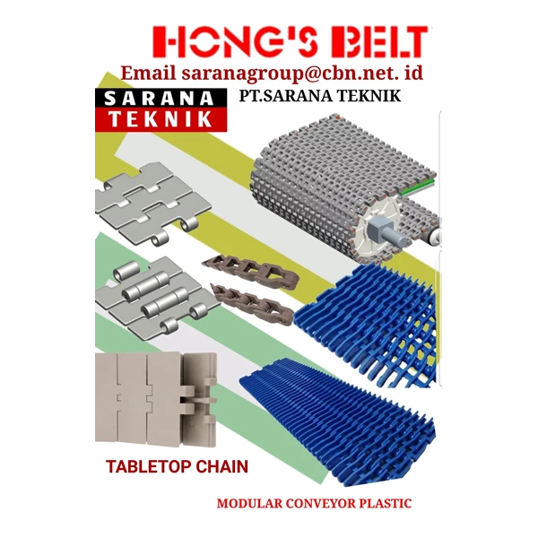 Modular Conveyor Belt Plastik Hongsbelt - Flattop Chain Tabletop